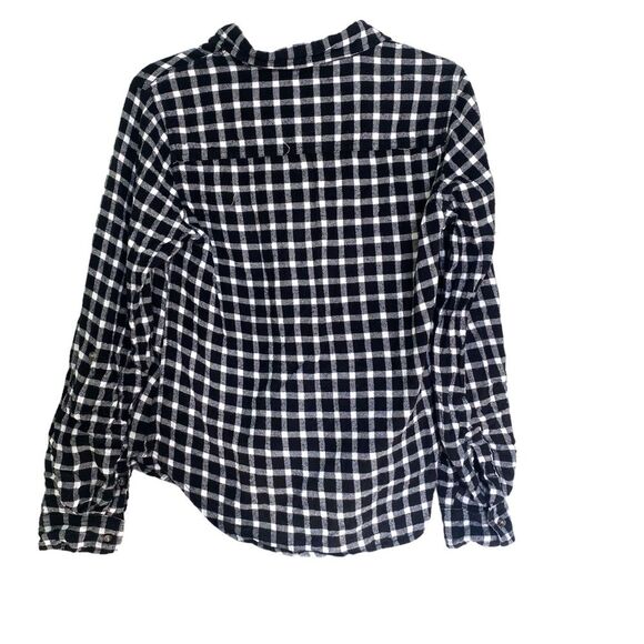 Passport Black White Plaid Soft Knit Button Down Flannel Shirt Size Large - Picture 2 of 7